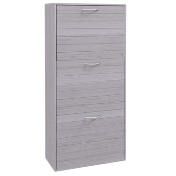 12-Shoe Flip Drawer Storage Cabinet - Grey Wood-Effect