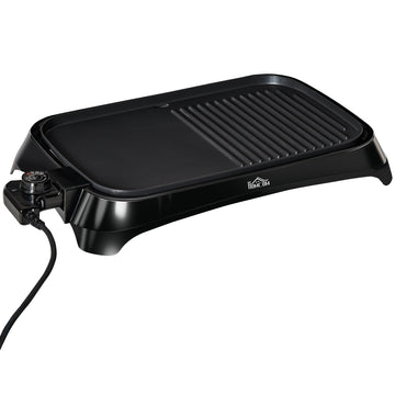 Teppanyaki Grill, 1600W Non Stick Table Top Grill, Barbecue Hot Plate with Adjustable Temperature and Drip Tray
