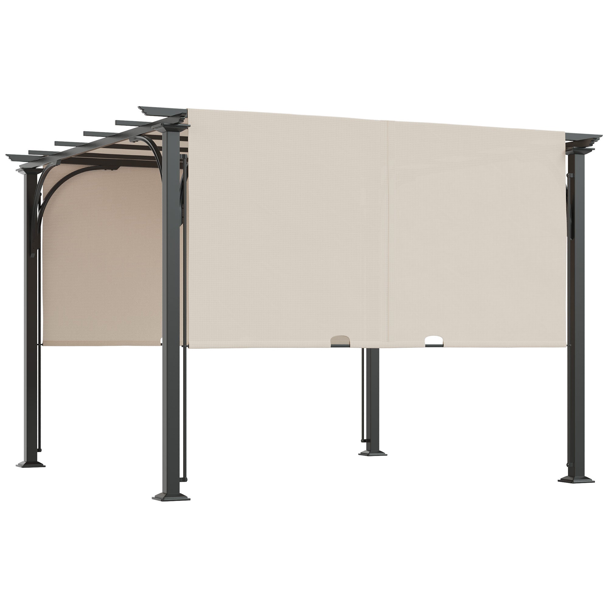 3 x 3(m) Outdoor Pergola, Garden Pergola Gazebo with Adjustable Canopy, Beige