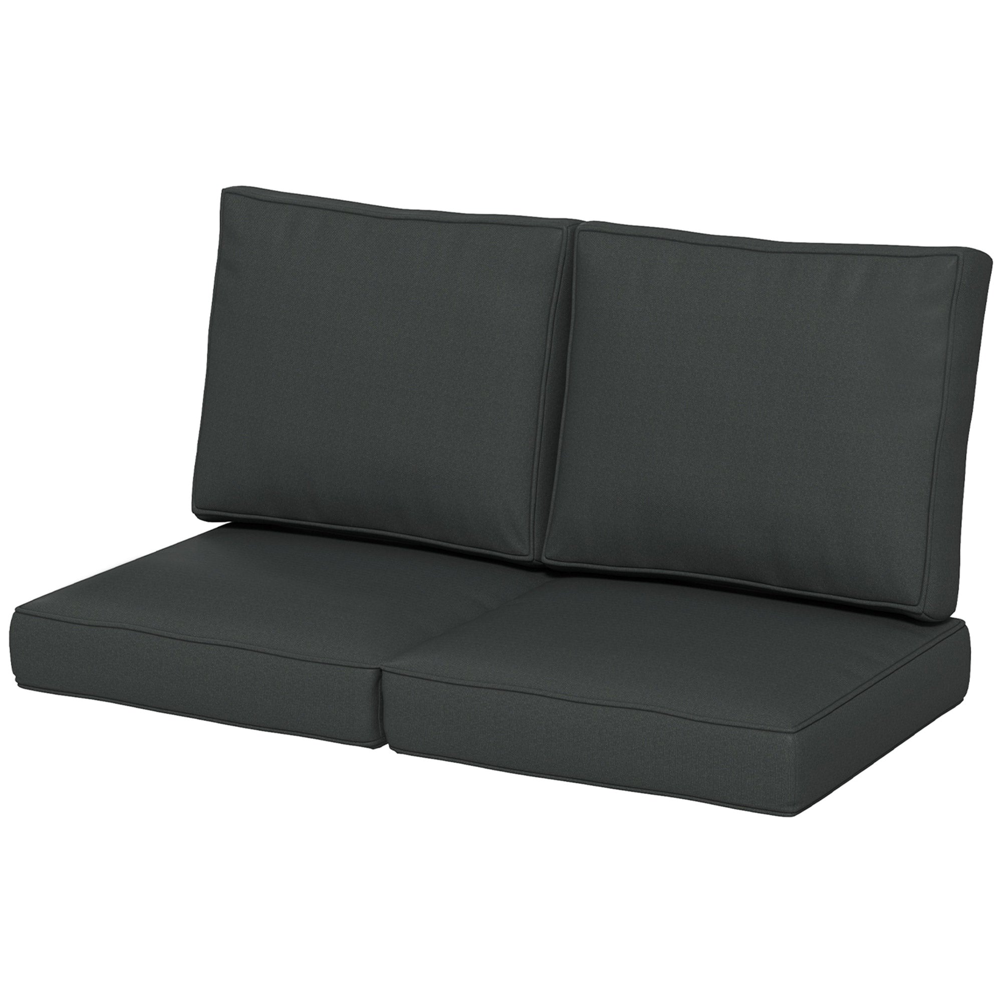2 Seater Back and Seat Cushion Pillows Replacement, Patio Chair Cushions Set for Indoor Outdoor, Charcoal Grey