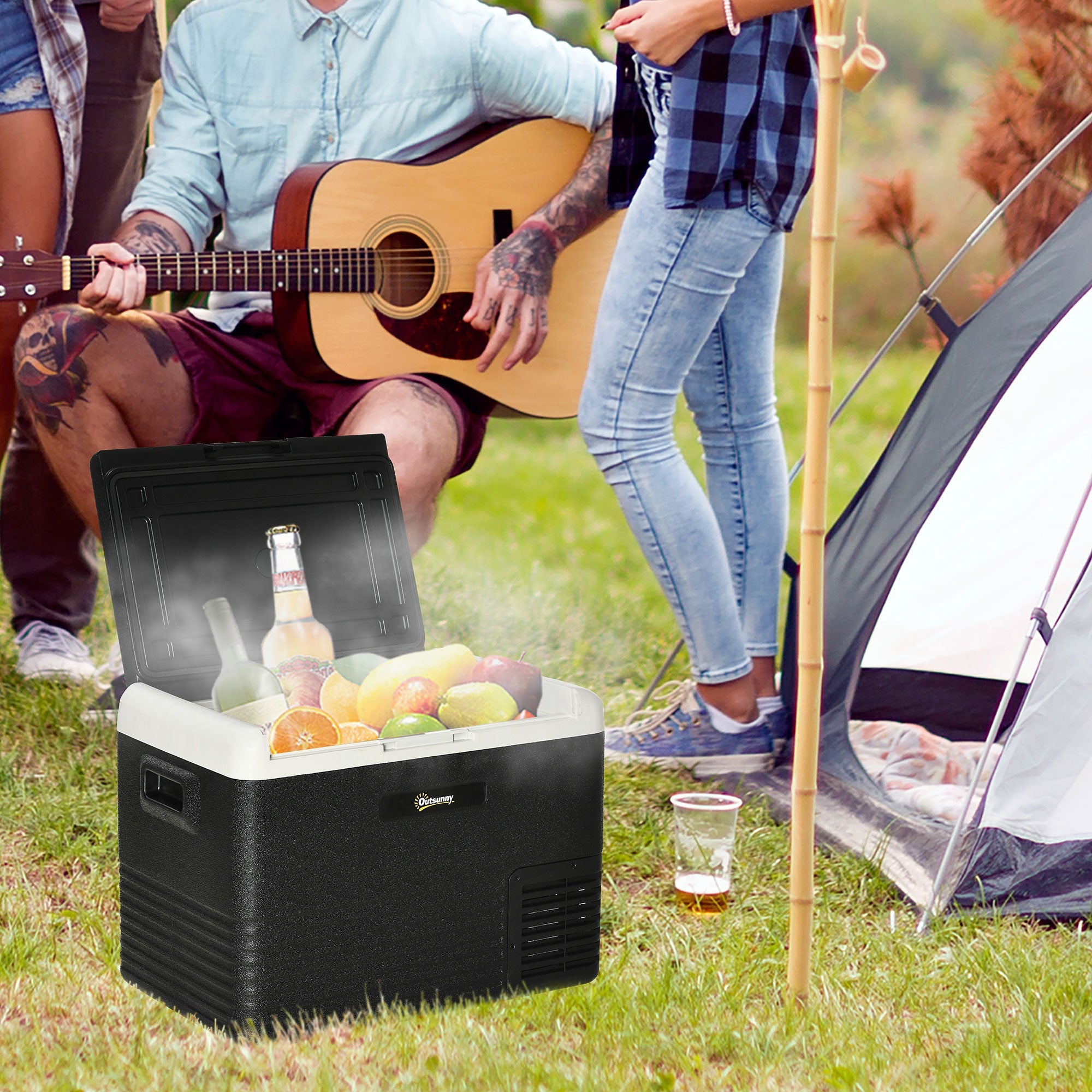 40L Portable Car Refrigerator - Grey and Black