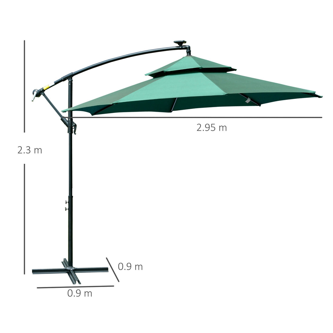 3m LED Light Overhanging Parasol - Green