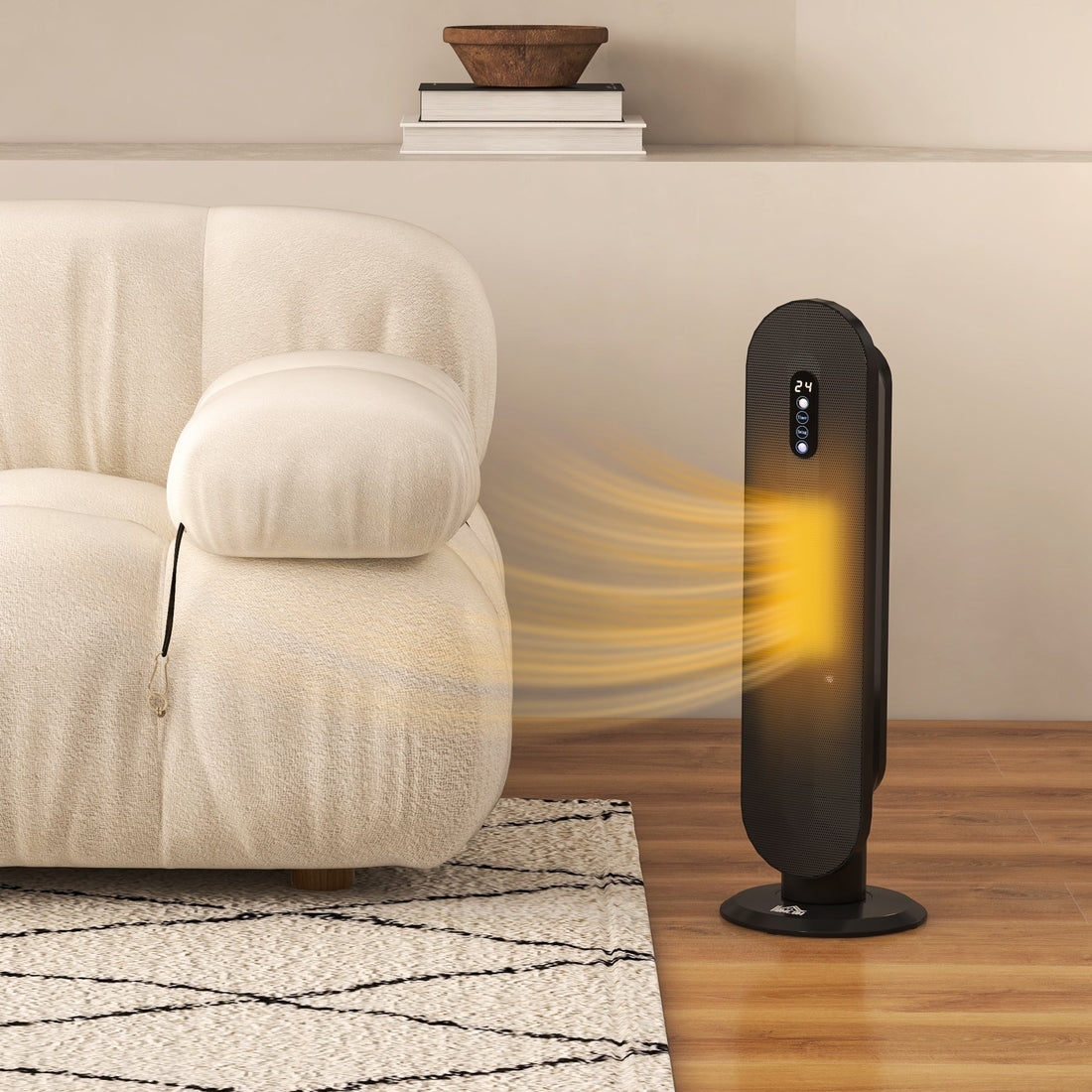 45° Oscillating Ceramic Space Heater, with Remote - Black