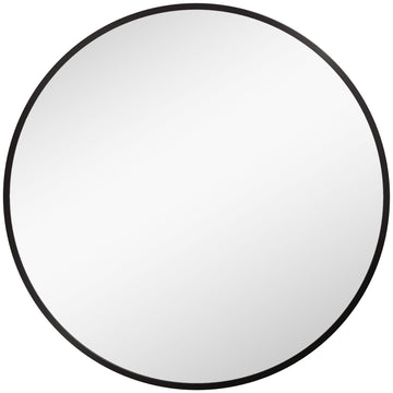 70cm Aluminium Frame Round Bathroom Mirror - Black