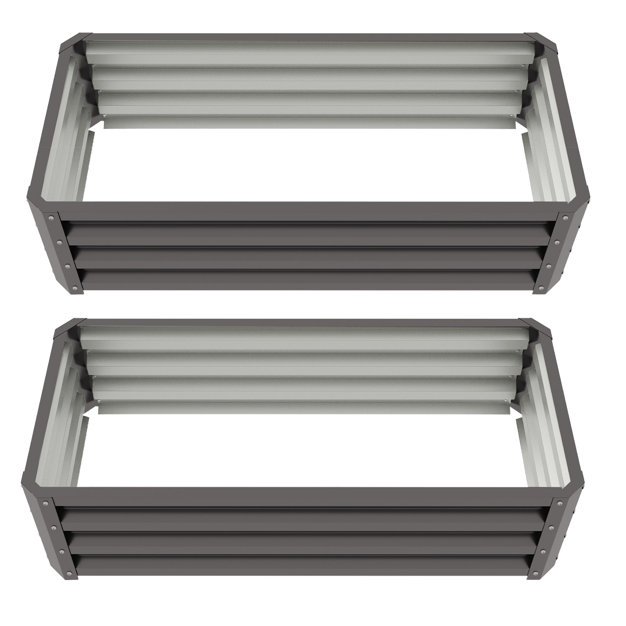 Set of Two 110 x 50cm Steel Planter Boxes - Dark Grey