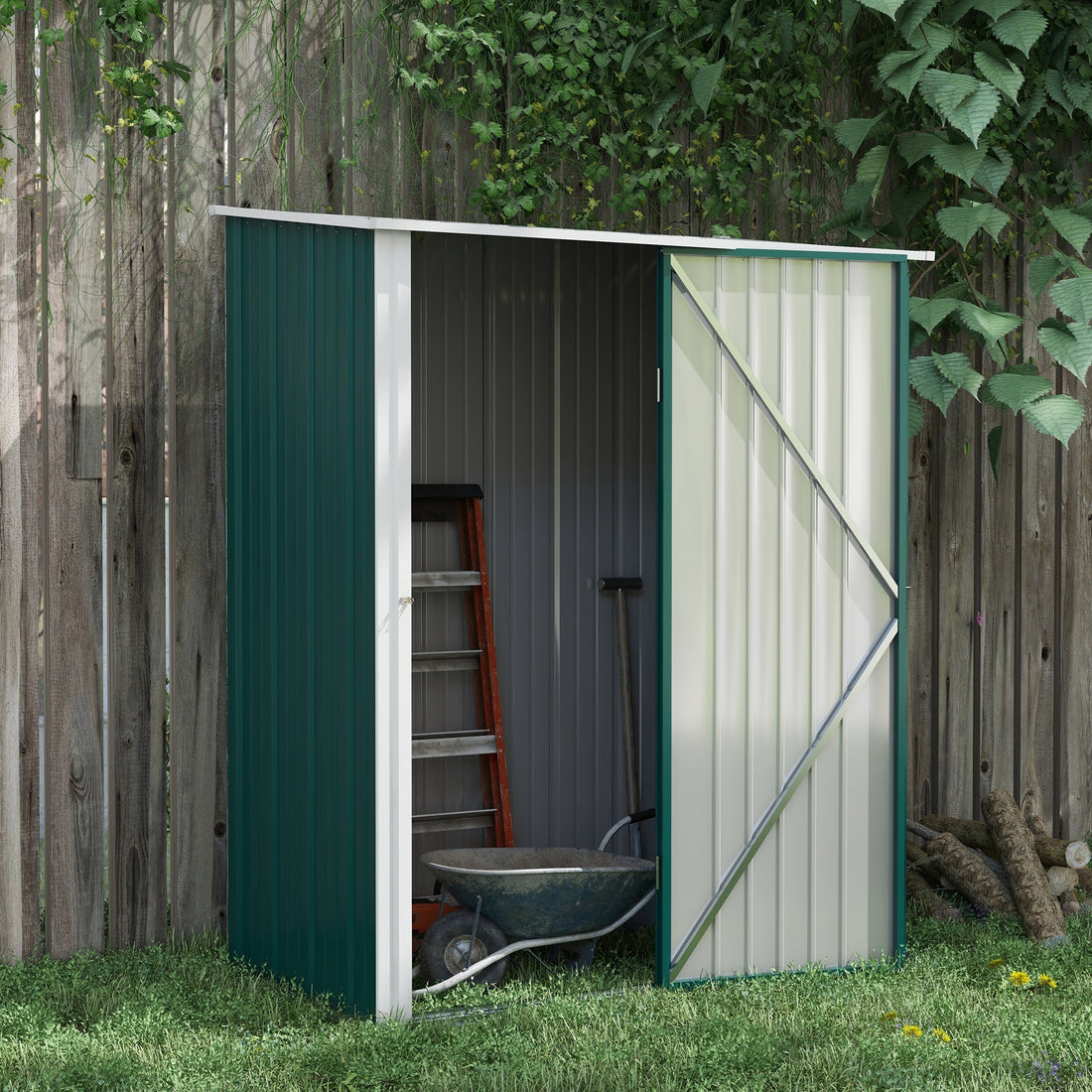 5.3 x 3.1ft Corrugated Steel Garden Shed - Green