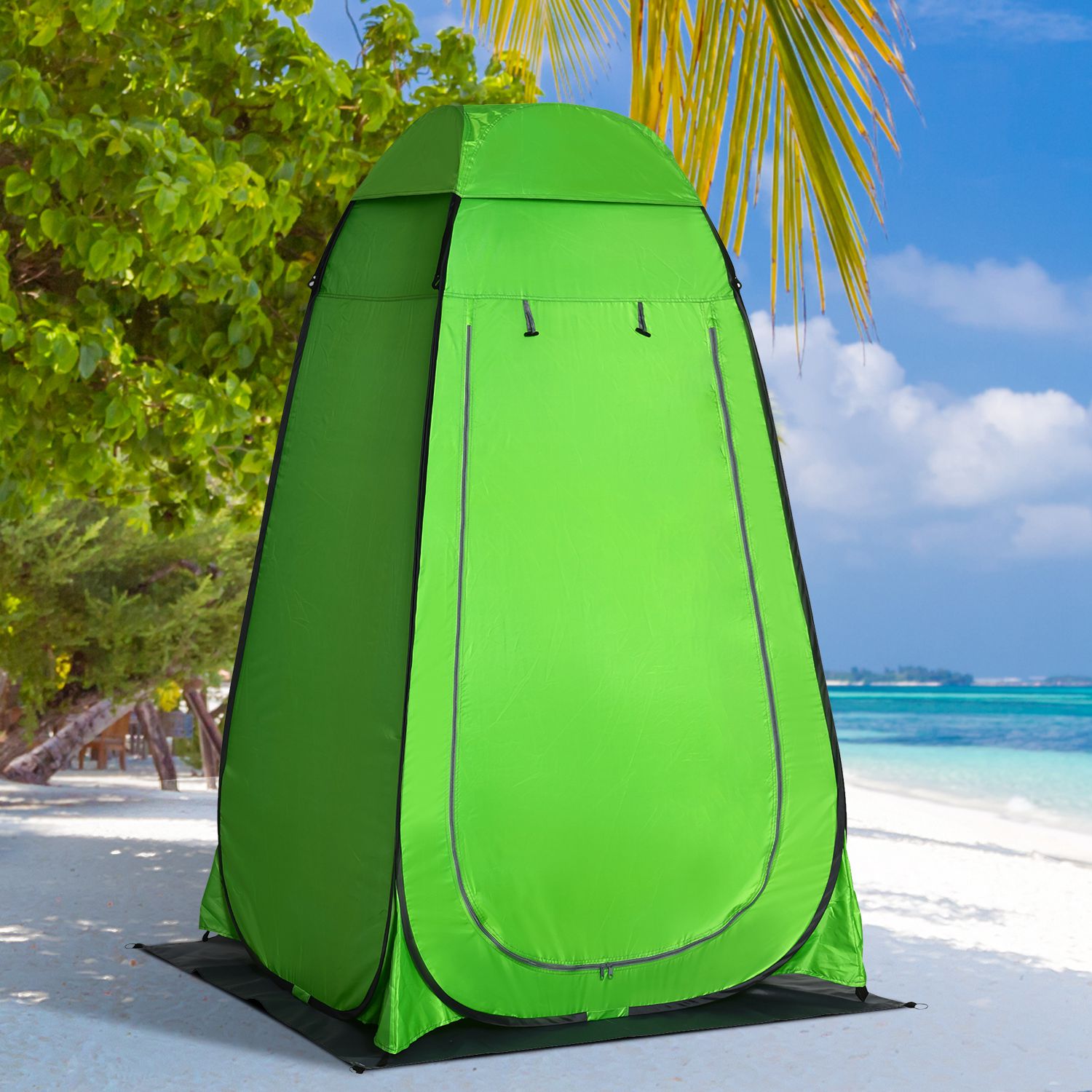 Shower Tent, Pop Up Toilet Tent Privacy Tent, Outdoor Changing Dressing Bathing Shelter with Portable Carrying Bag and Removable Floor, for Camping Travel Fishing Hiking, Green