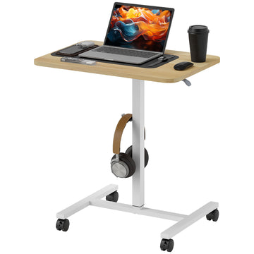 75-115cm Manual Adjustable Sit-To-Stand Desk - White/Wood-Effect