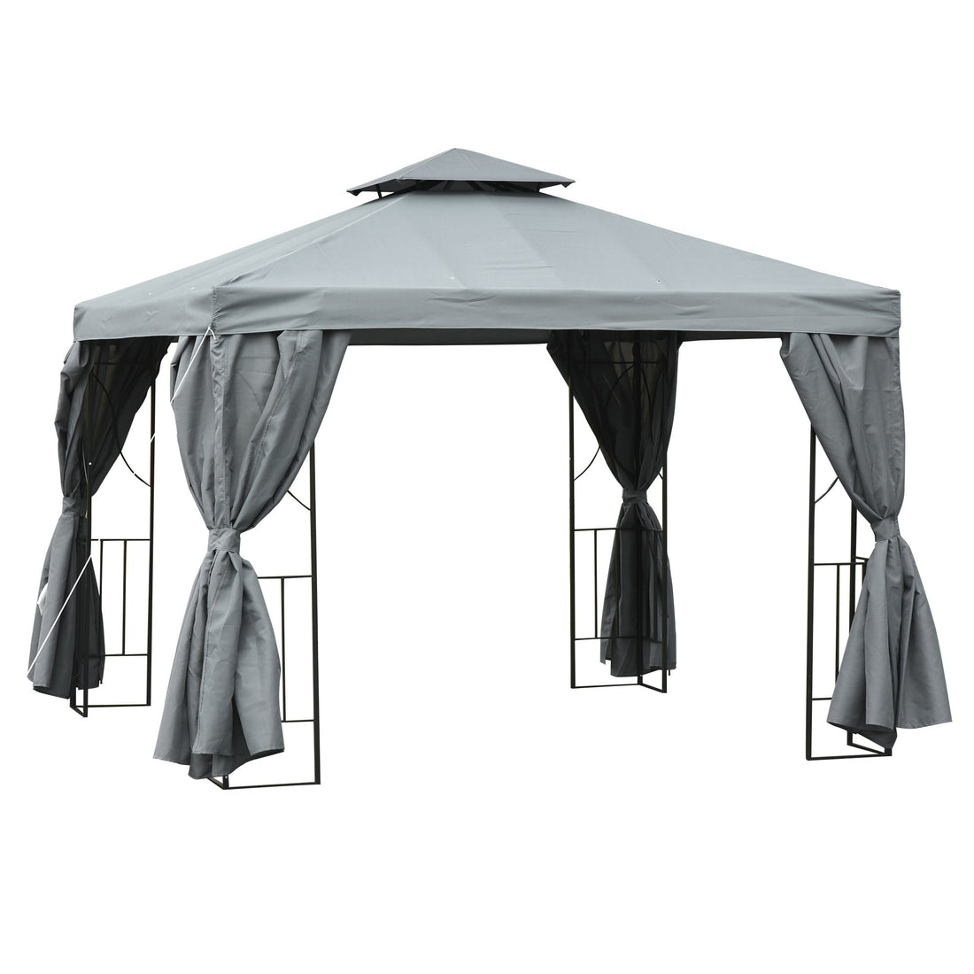 3 x 3 m Garden Gazebo Double Roof Marquee Patio Wedding Party Tent Canopy Shelter with Sidewalls, (Dark Grey)