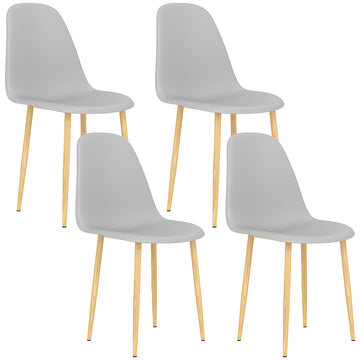 Modern Dining Chairs Set of 4, Kitchen Chairs with Backrest and Steel Legs for Dining Room, Living Room, Grey