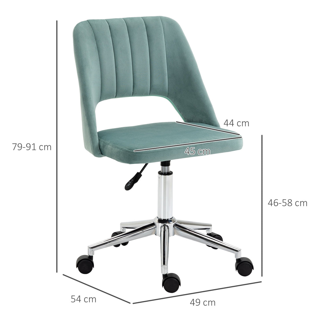 Mid Back Office Chair Velvet Fabric Swivel Scallop Shape Computer Desk Chair for Home Study Bedroom Green