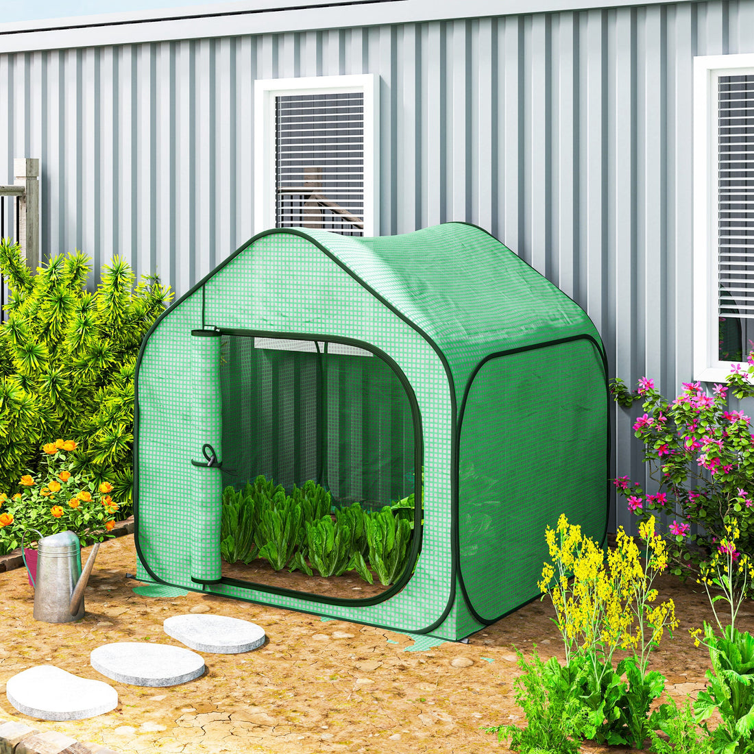 150 x 148cm Pop-Up Greenhouse - Green