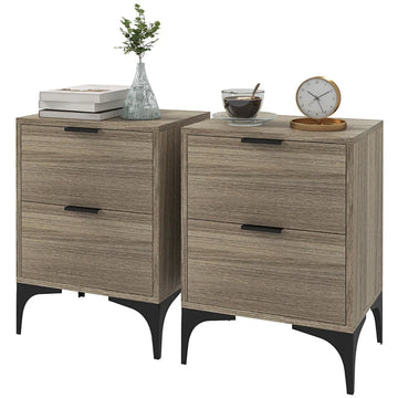 Set of Two Wood Effect Bedside Tables