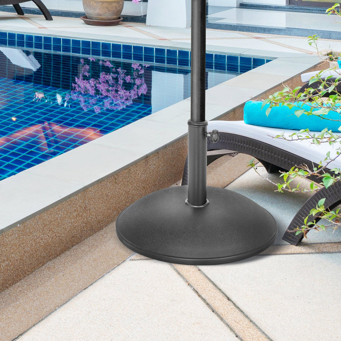 Heavy Duty Cement Parasol Base 20kg Round Patio Umbrella Stand Garden Outdoor Shade Holder for Dia. 35mm/38mm/48mm Poles