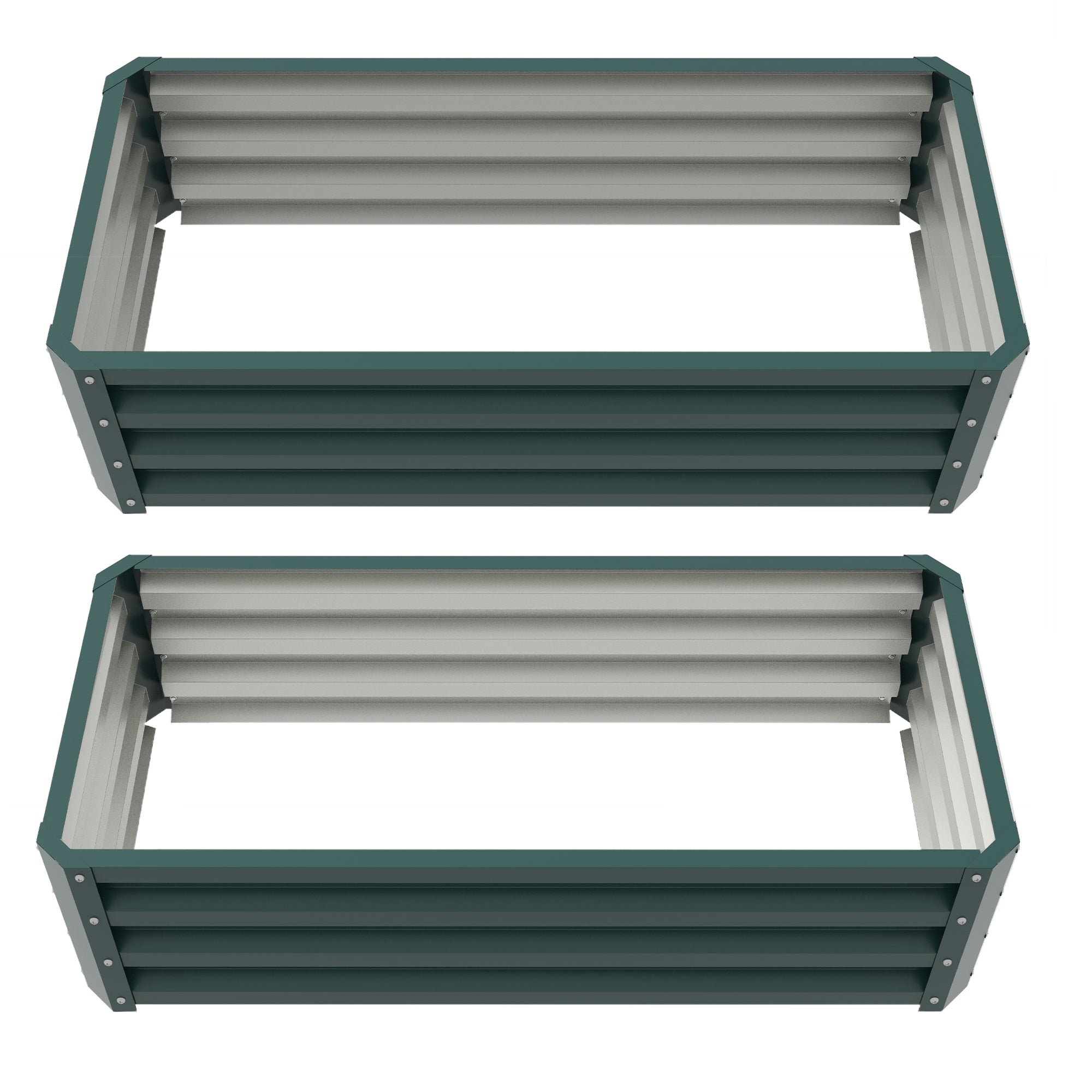 Set of Two 110 x 65cm Steel Planter Boxes - Green
