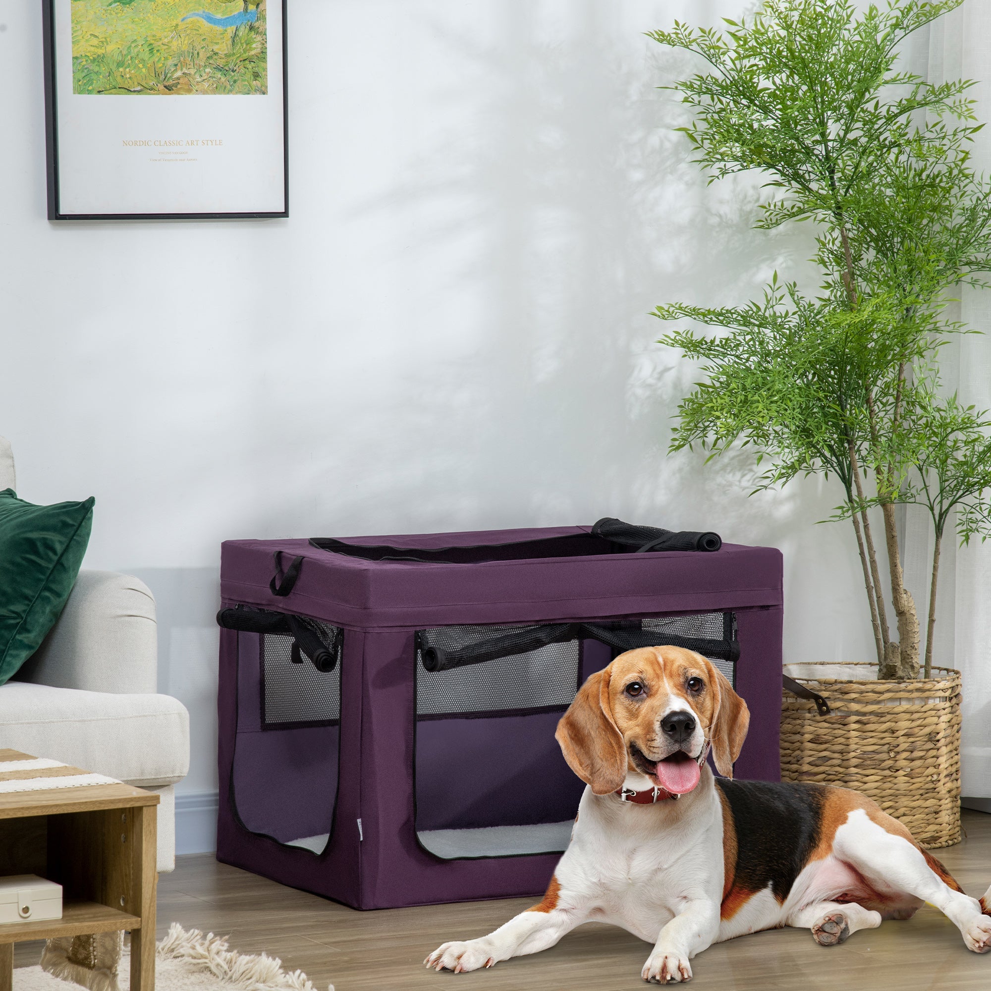 90cm Pet Carrier Bag, with Cushion for Medium, Large Dogs - Purple
