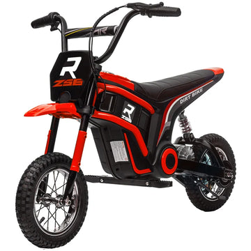 24V Electric Motorbike with Twist Grip Throttle, Music, Horn, 12" Pneumatic Tyres, 16km/h Max Speed - Red
