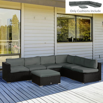 Replacement Cushions for Rattan Furniture, 14 Piece Outdoor Seat Cushion Pad for Patio Conversation Set, 7 Seat Cushions and 7 Back Cushions, Grey