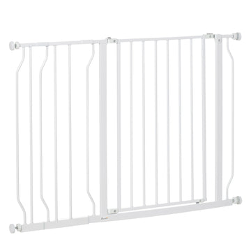 Wide Dog Safety Gate, with Door Pressure, for Doorways, Hallways, Staircases - White