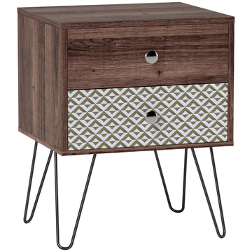 Nightstand, 2-Drawer Bedside Table, Bedside Cabinet, Sofa End Side Table for Living Room, Bedroom, Rustic Brown