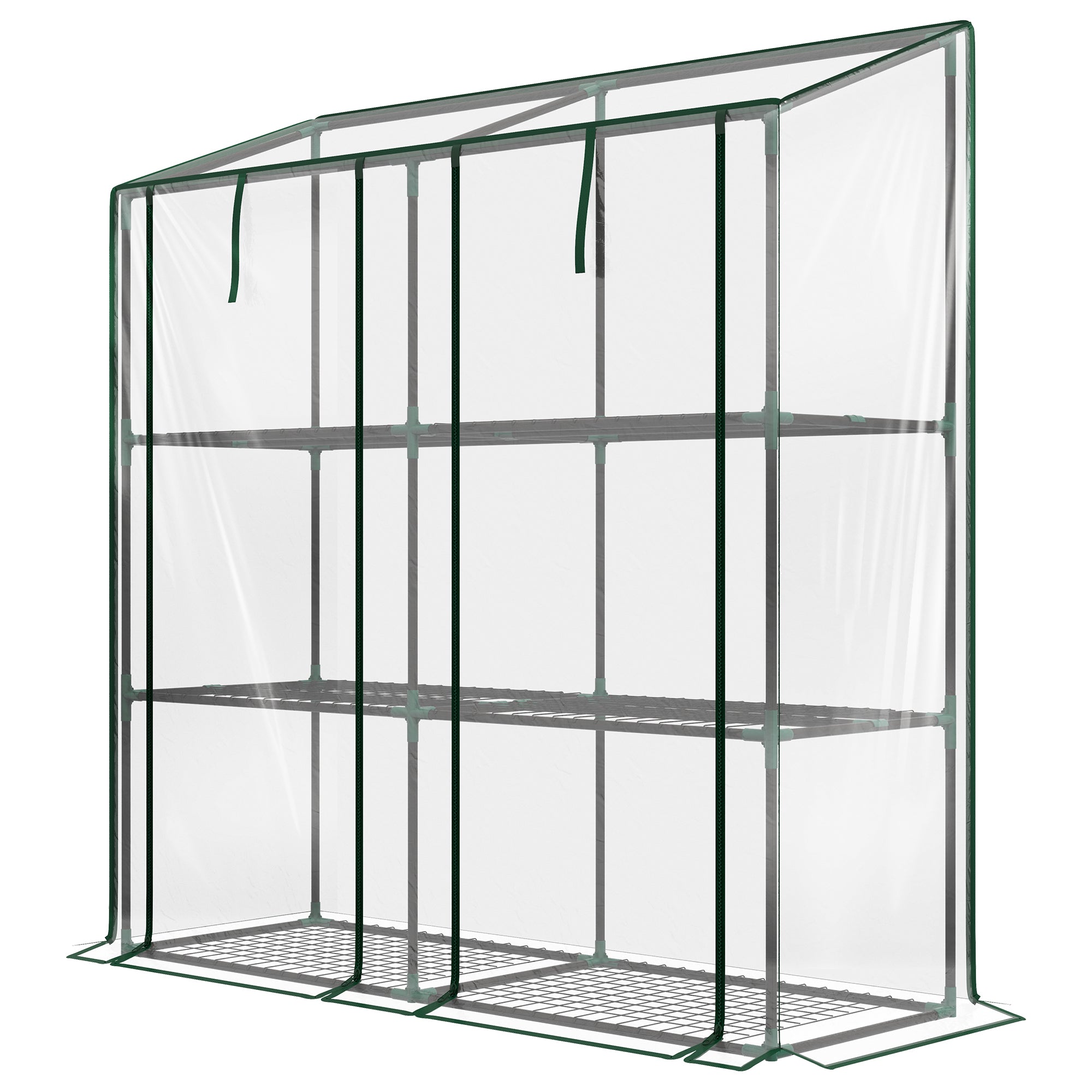 46 x 143cm Mini Lean-To Greenhouse, with Three Inner Shelves