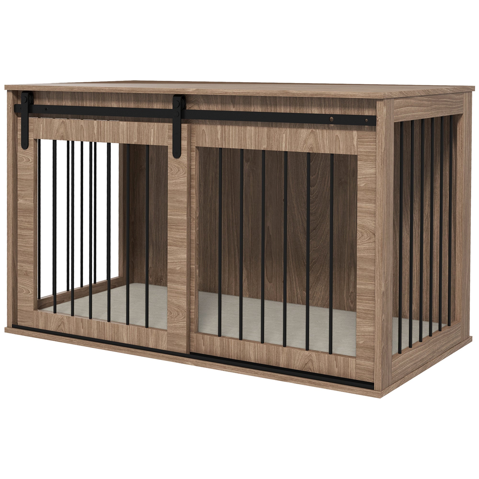 98cm Dog Crate Furniture with Removable Cushion for Large Dogs - Brown