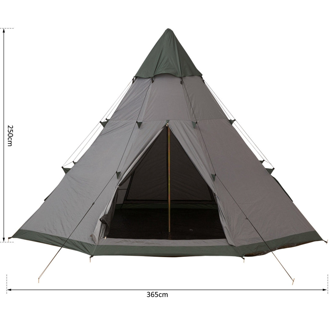 6 Men Tipi Tent with Carry Bag - Grey
