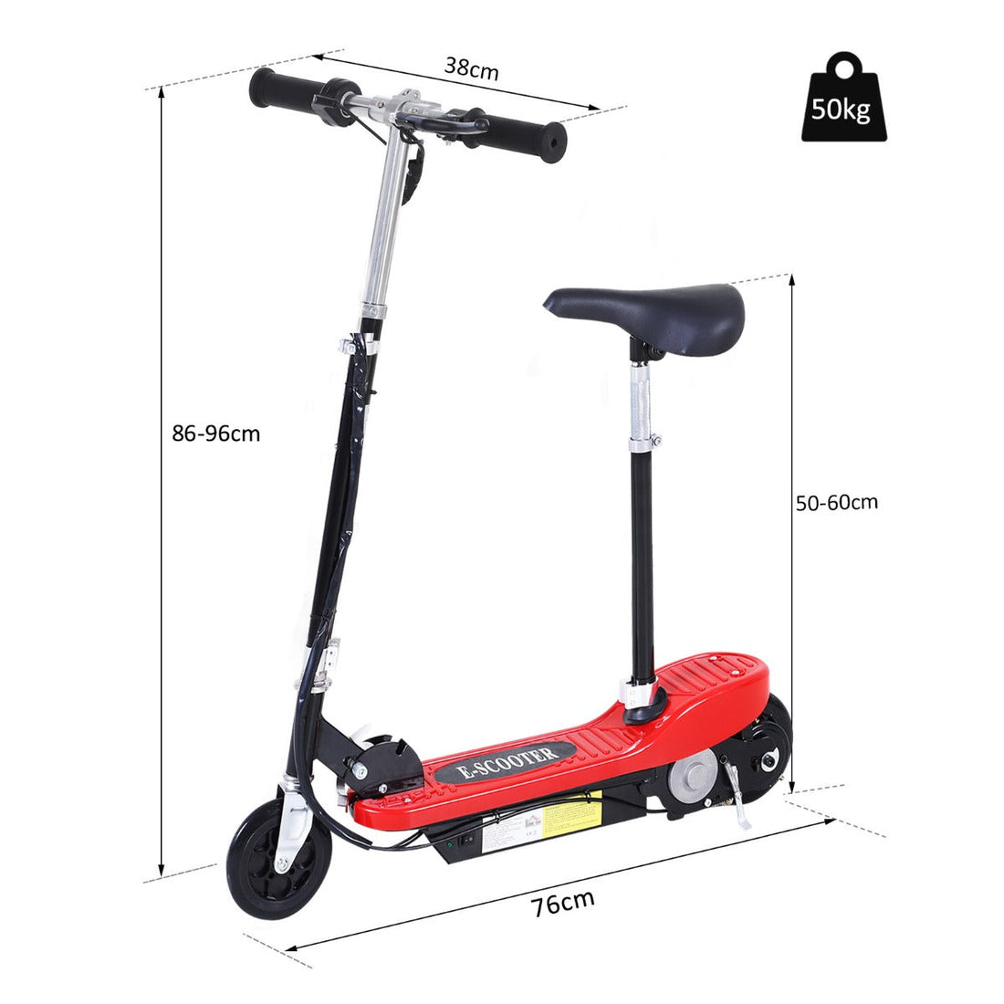 Outdoor Ride On Powered Scooter 120W Motor Bike 2 x 12V Battery - Red