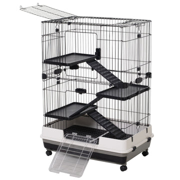 Metal Wire 3-Tier Small Guinea Pigs Hutches Rabbits Hutches Black/White