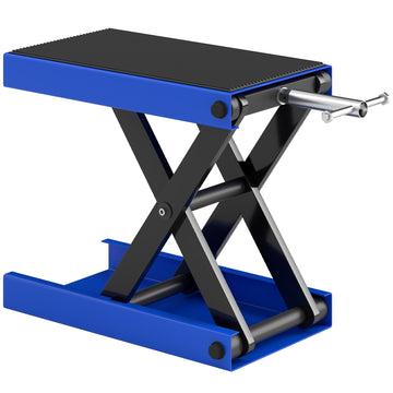 500KG Motorcycle Lift Scissor Jack, Height Adjustable Motorbike Stand with Anti-Slip Wide Deck, Heavy Duty Steel Motorbike Repair Lift Hoist Stand for Home Garage, Blue