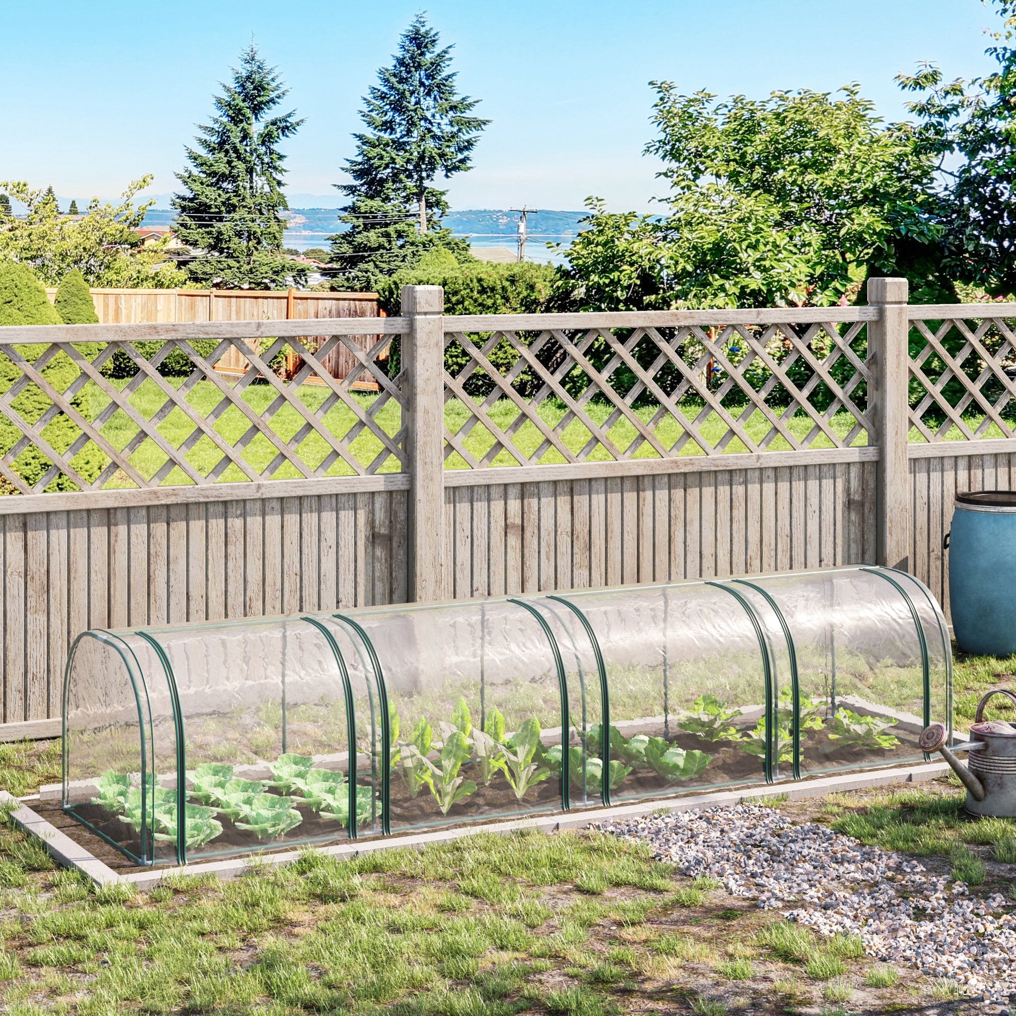 Mini Greenhouse, Small Polytunnel Green House with Zipped Doors, Steel Frame for Garden Backyard, 395 x 100 x 80cm, Clear