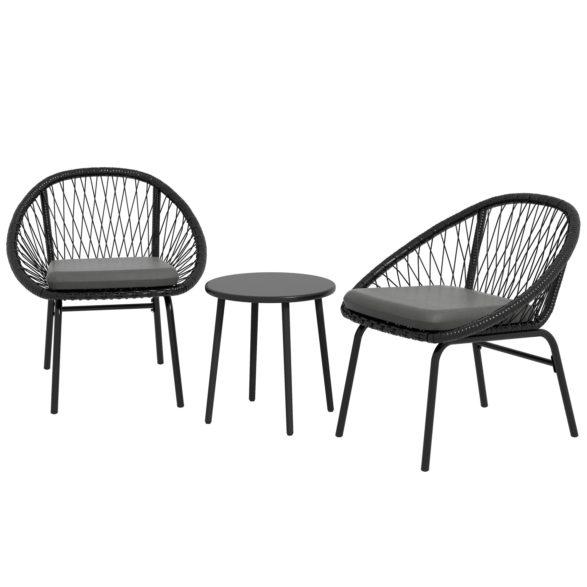 Three-Piece Rattan Bistro Set - Black