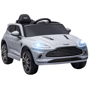 Aston Martin DBX Licensed Battery Powered Kids Electric Car, 12V Kids Ride on Car w/ Lights, Music Horn, Grey