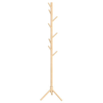 Eight-Hook Wooden Coat Rack - Natural