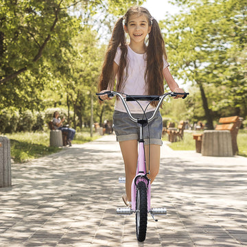 Stunt Scooter, Kids Scooter with 16" Big Wheels, Adjustable Height, Dual Brakes, for Ages 5+ Years, Pink
