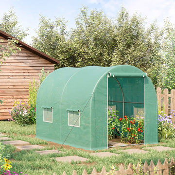 3L x 2W x 2H M Greenhouse Walk-in Polytunnel Outdoor Garden Flower Vegetable Planter 25mm Diameter Galvanised Steel Frame w/ Zipped Door