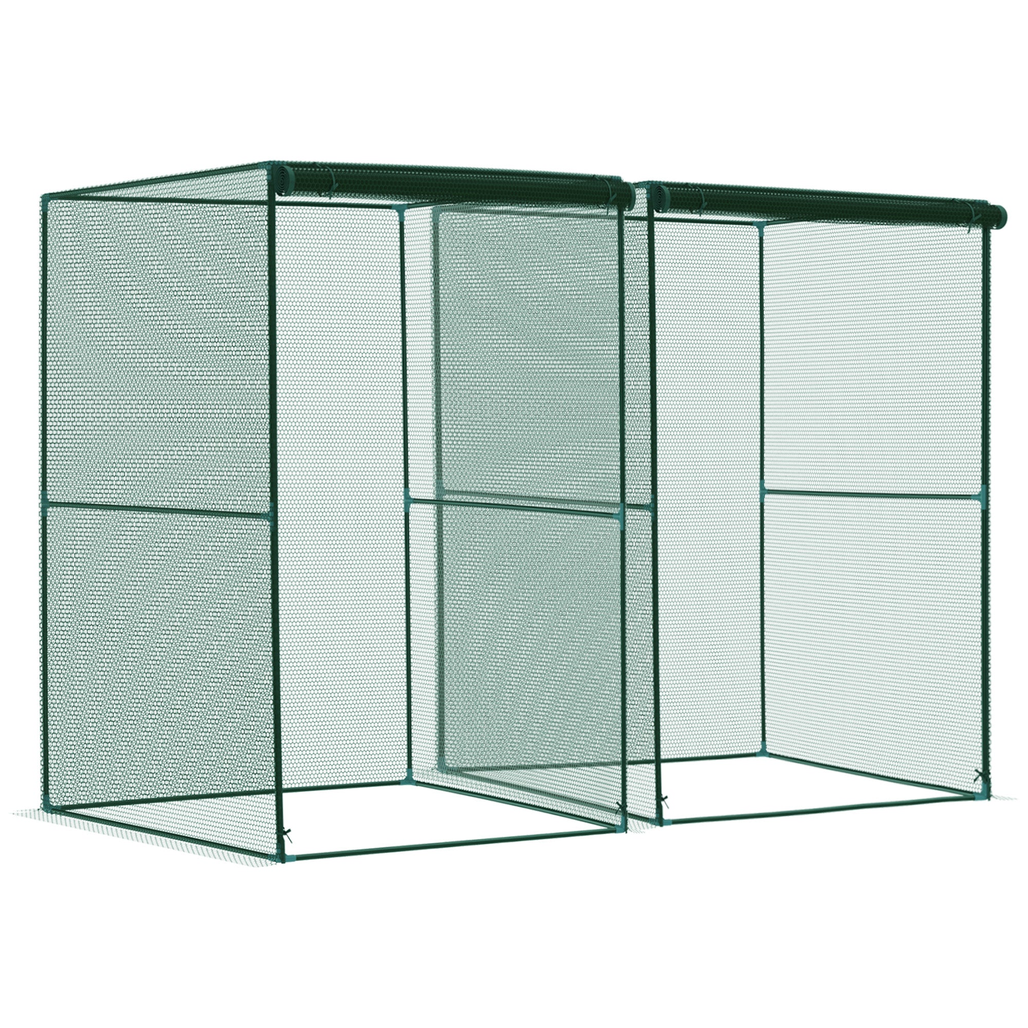 Set of 2 Fruit Cage Bird Netting, Vegetable Plant Protection Tent with Zipped Door, Anti Bird, Insects, Small Animals, 1.2 x 1.2 x 1.8m, Dark Green