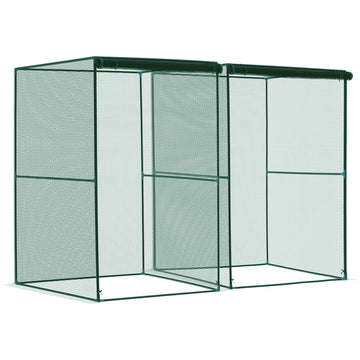 Set of 2 Fruit Cage Bird Netting, Vegetable Plant Protection Tent with Zipped Door, Anti Bird, Insects, Small Animals, 1.2 x 1.2 x 1.8m, Dark Green