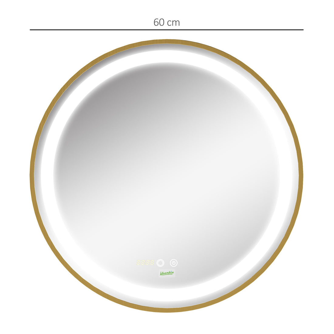 Round LED Bathroom Mirror, Dimmable Lighted Wall Mount Mirror with 3 Colours, Time Display, Memory Function, Hardwired