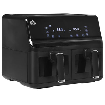 8L Dual Basket Air Fryer, 8-in-1 Air Fryer Oven with Digital Display, Visible, Timer, Preheat for Oil Free Low Fat Cooking, 2500W, Sync Finish, Sliver