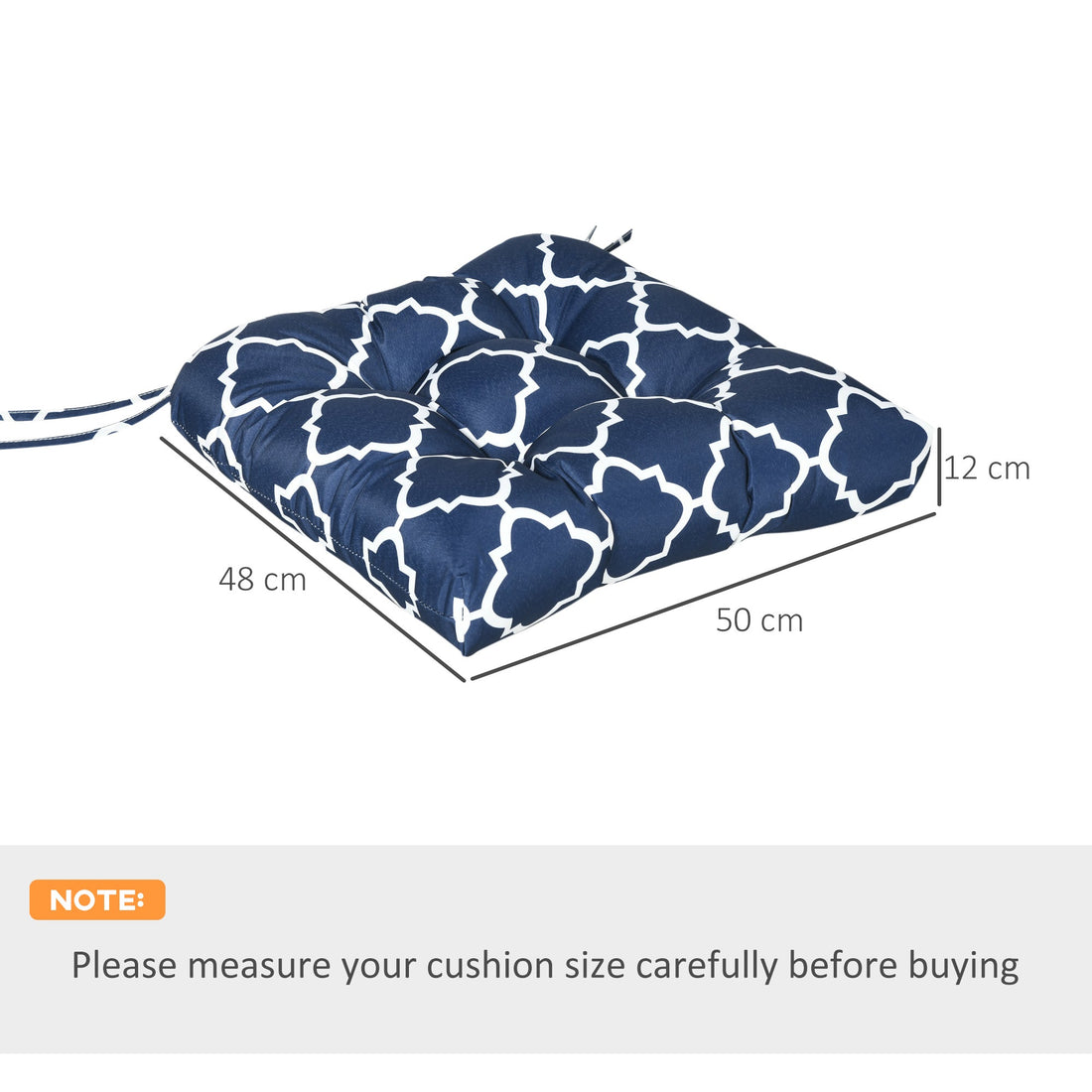 Set of Two Patterned Outdoor Seat Cushions - Blue/White