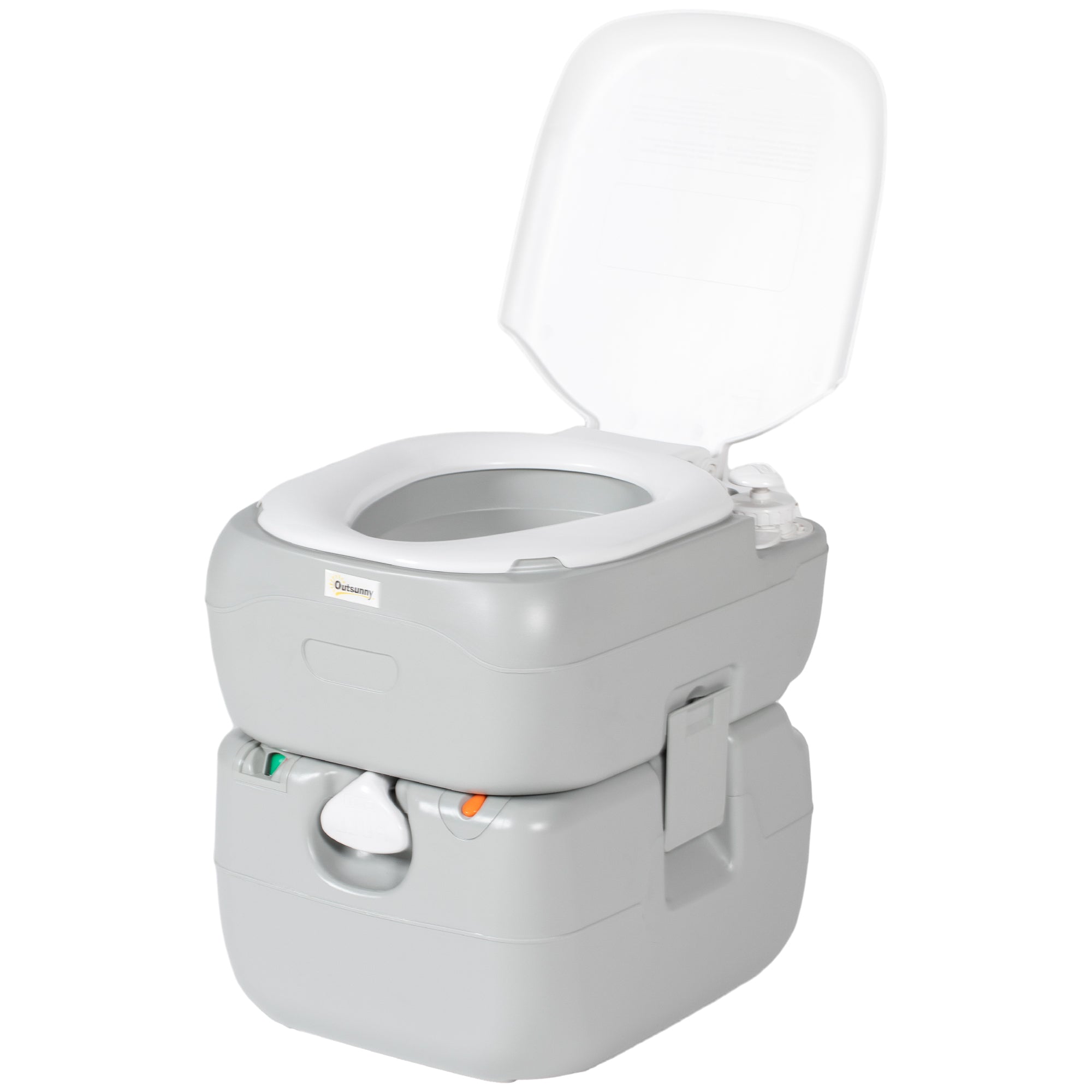 Portable Toilet for Adults, 22L Camping Toilet with Seat, Lid and Anti-Leak Handle Pump, Outdoor Travel Toilet with Detachable Tanks for Camping, Boating, Hiking, Travel, RV, Grey