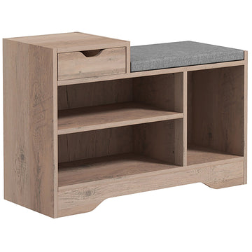 Multi-Compartment Shoe Bench, with Seat - Grey