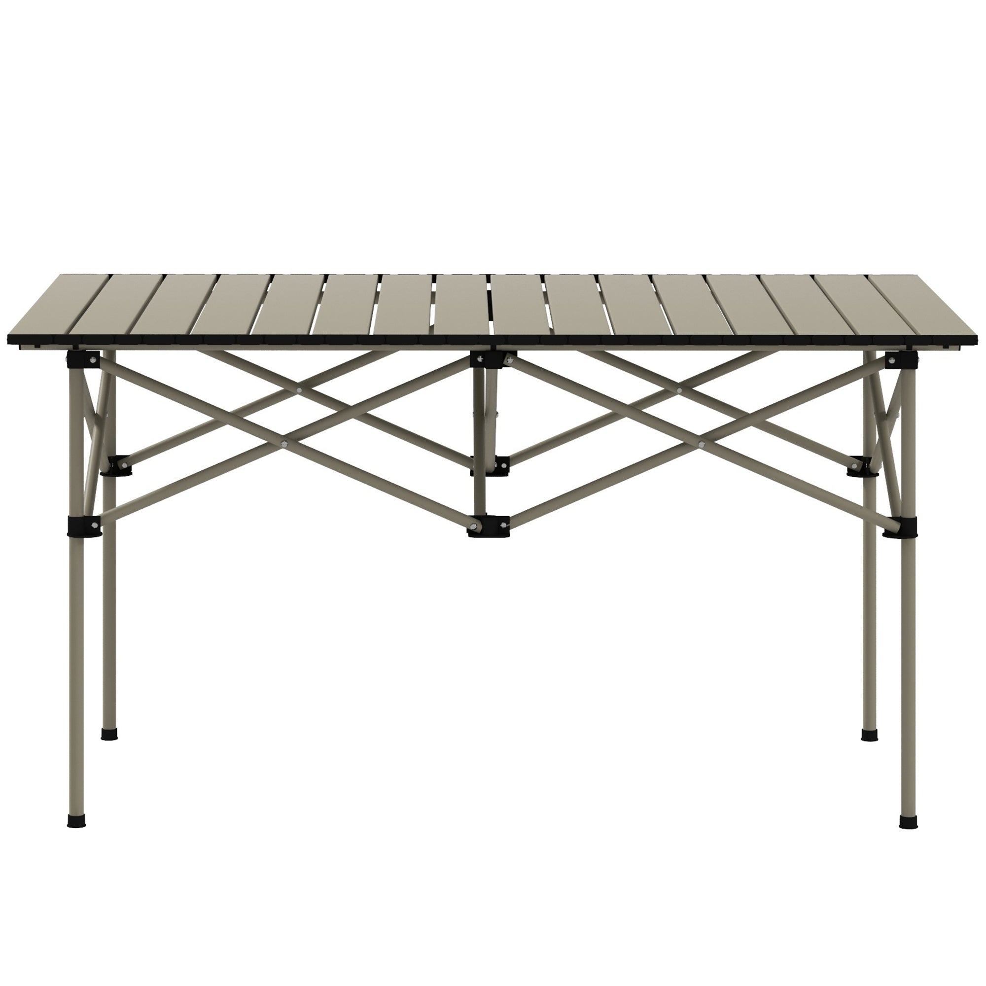 Two-Seater Portable Aluminium Table, with Roll-Up Tabletop and Bag - Khaki