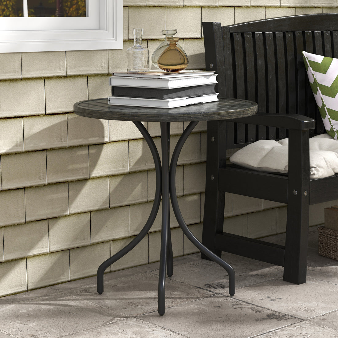 Φ66cm Galvanised Steel Garden Table - Grey