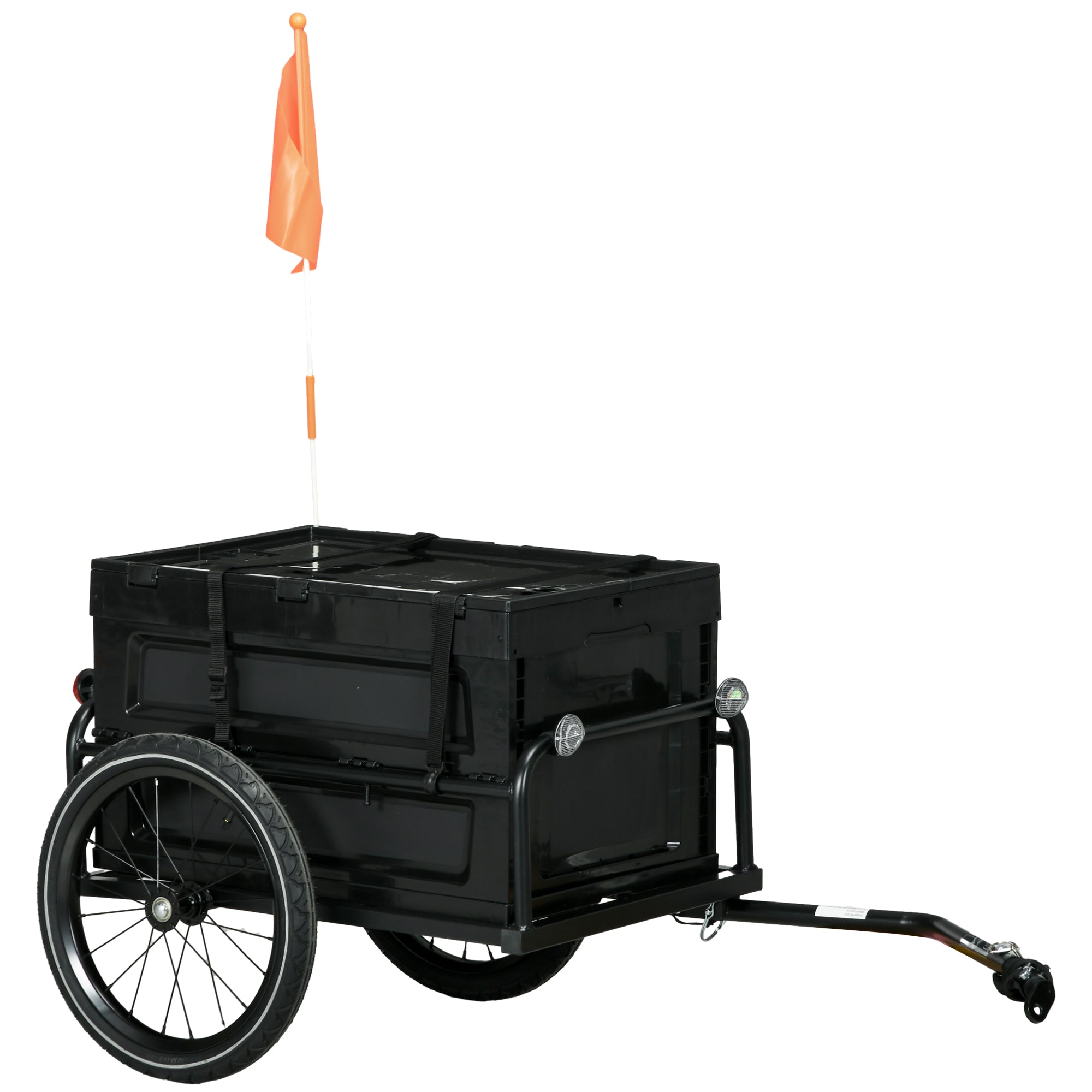 65L Steel Frame Bike Trailer Storage Box - Black
