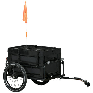 65L Steel Frame Bike Trailer Storage Box - Black
