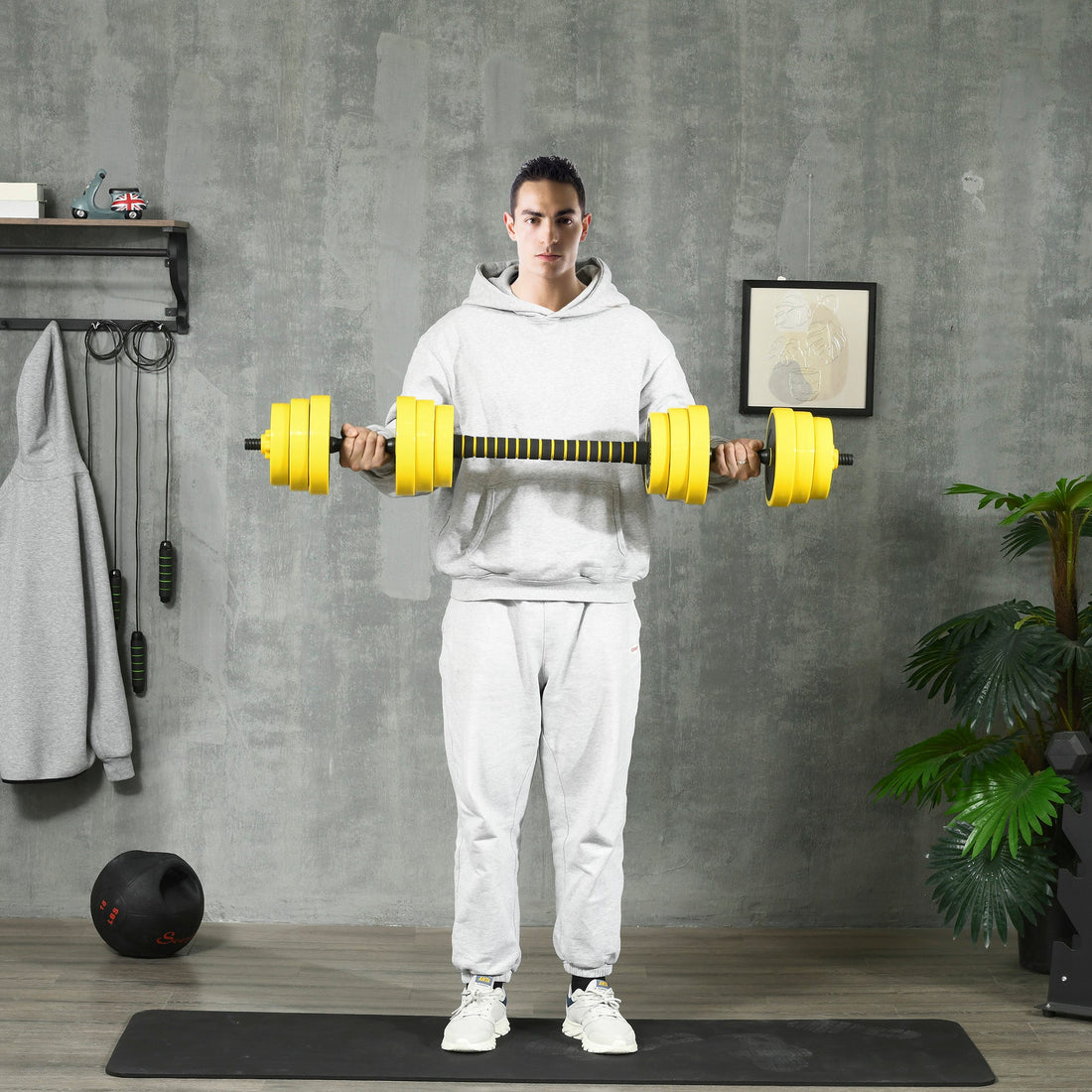 25KG Dumbbell & Barbell Adjustable Set Plate Bar Clamp Rod Home Gym Sports Area Exercise Ergonomic