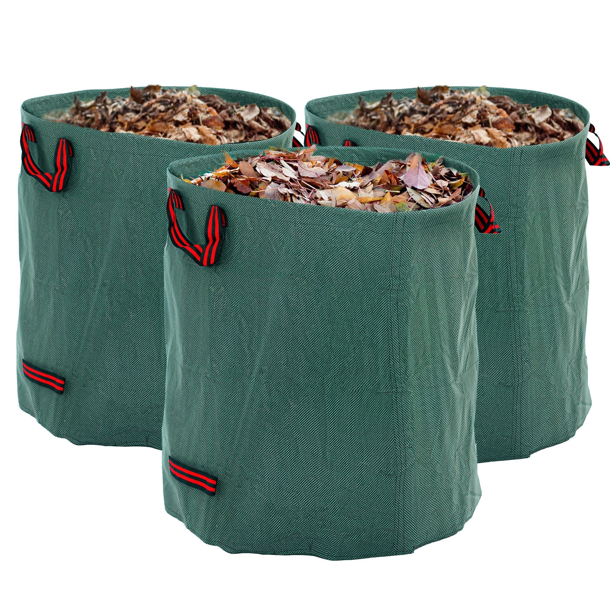 Garden Waste Bags, 272L x 3 Heavy Duty Garden Bags, Foldable and Reusable Waste Sacks with Handles for Loading Leaf, Trash, Debris, Green