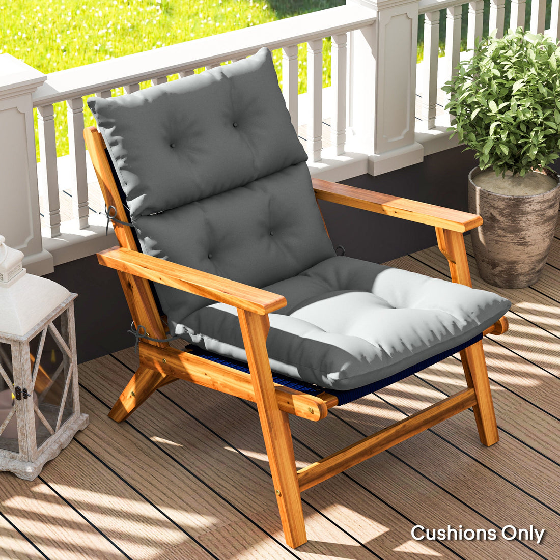 115 x 56cm Rocking Chair Padded Seat Cushion - Light Grey